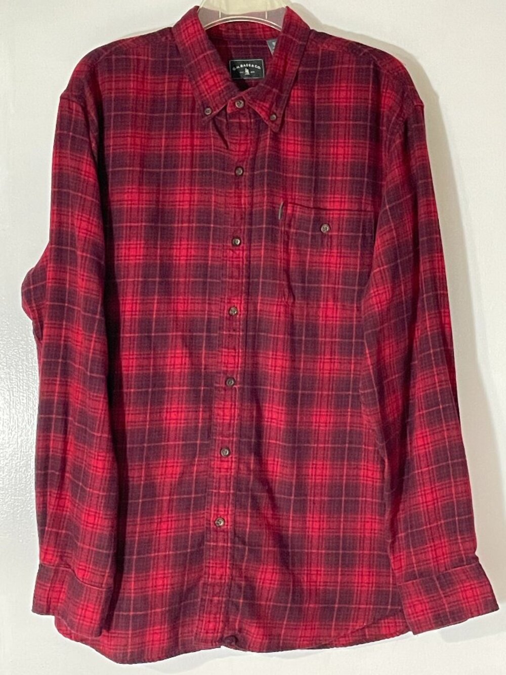 G.H. Bass & Co. Men’s Red Plaid Flannel Shirt Size XL Cotton Blend Good